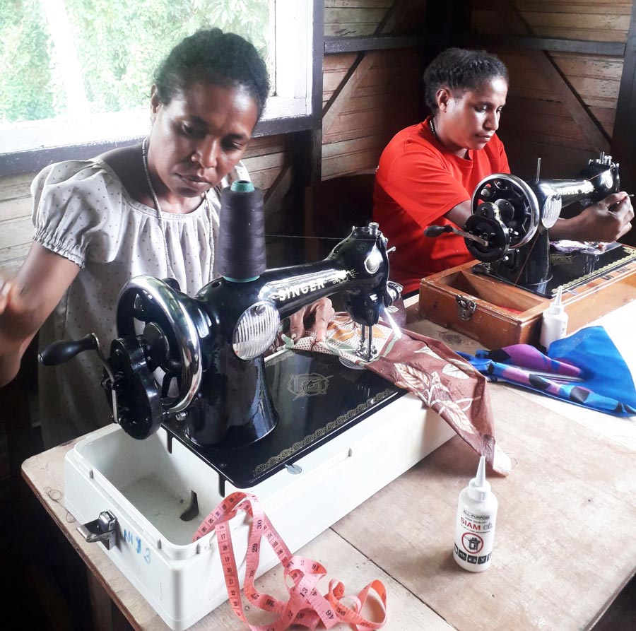 Wives of Newton Theological College learn to sew as part of their own course ©Anglican Church of Papua New Guinea