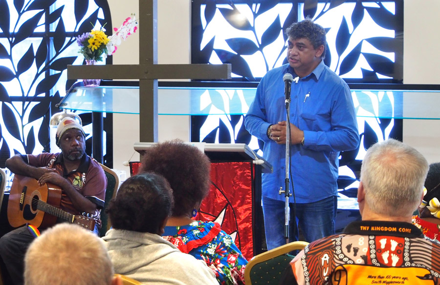 Wontulp-Bi-Buya Principal, Fr Victor Joseph speaks to students ©Wontulp-Bi-Buya College