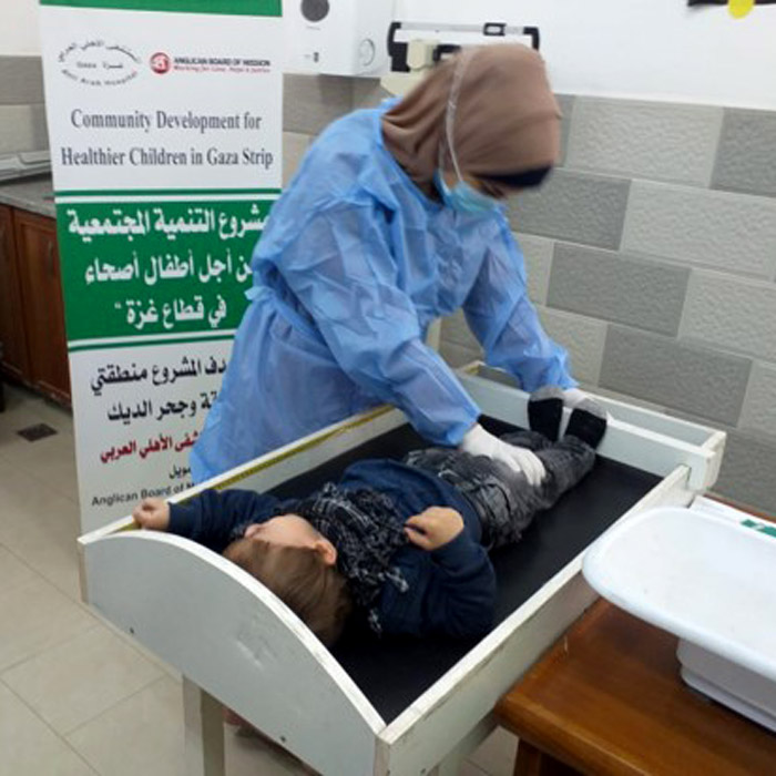 A child is screened for malnutrition at the Ahli Hospital ©Ahli Arab Hospital, Gaza
