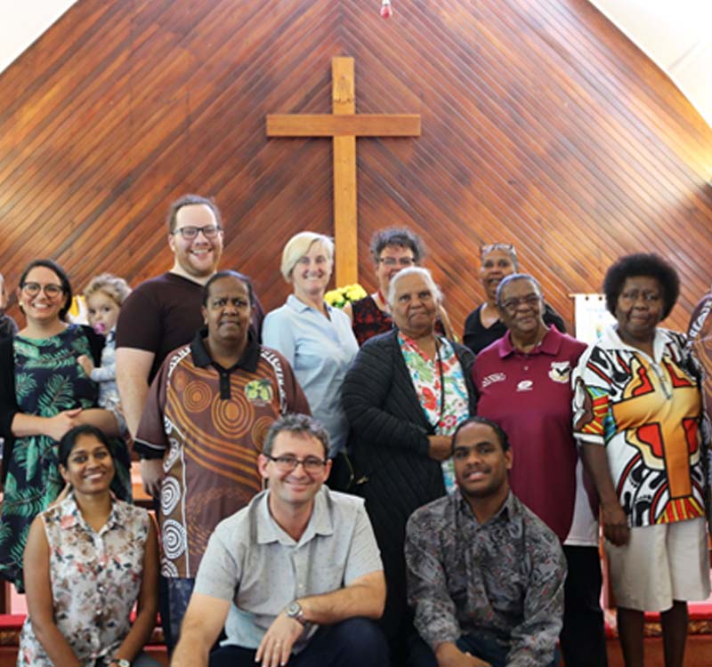 ABM Pilgrimage participants visiting St Alban’s Church Yarrabah are pictured here with community members including Bishop Arthur Malcolm (far right). © Peter Branjerdporn, Anglican Church Southern QLD, 2019