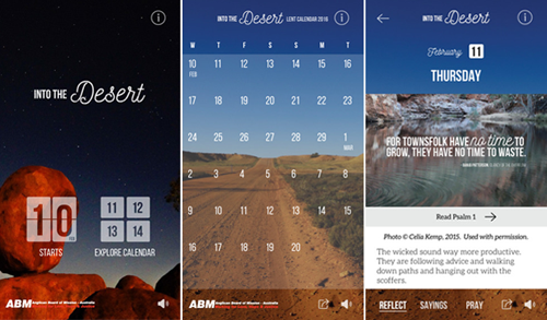 ABM Lent App, screen examples