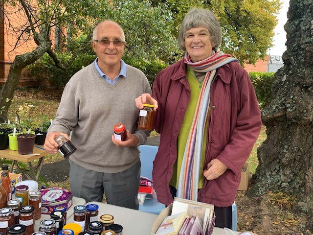 Dennis and fellow parishioner at Holy Trinity, Launceston’s 2021 ANZAC Day fundraiser for ABM ©Holy Trinity, Launceston