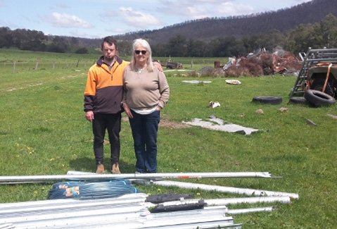 Elizabeth and Steven with their new fencing materials bought through the ABM bushfire grant