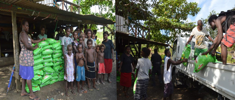 Families in the Solomon Islands with enough food for weeks – one less worry as they rebuild their homes and re-plant their fields after Cyclone Oma ©Anglican Church of Melanesia