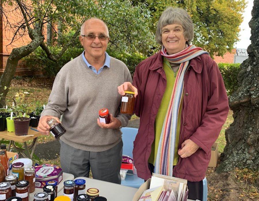 Dennis and fellow parishioner at Holy Trinity, Launceston’s 2021 ANZAC Day fundraiser for ABM ©Holy Trinity, Launceston