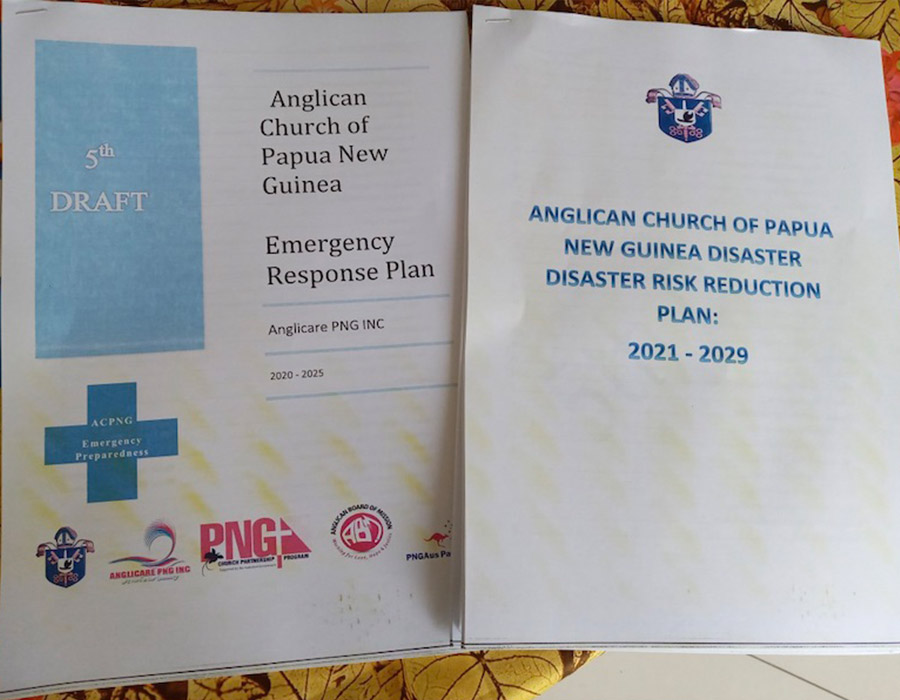 The recently reviewed Anglican Church’s Emergency Response and Disaster Risk Reduction plans ©Annsli Kabekabe Anglican Church of PNG