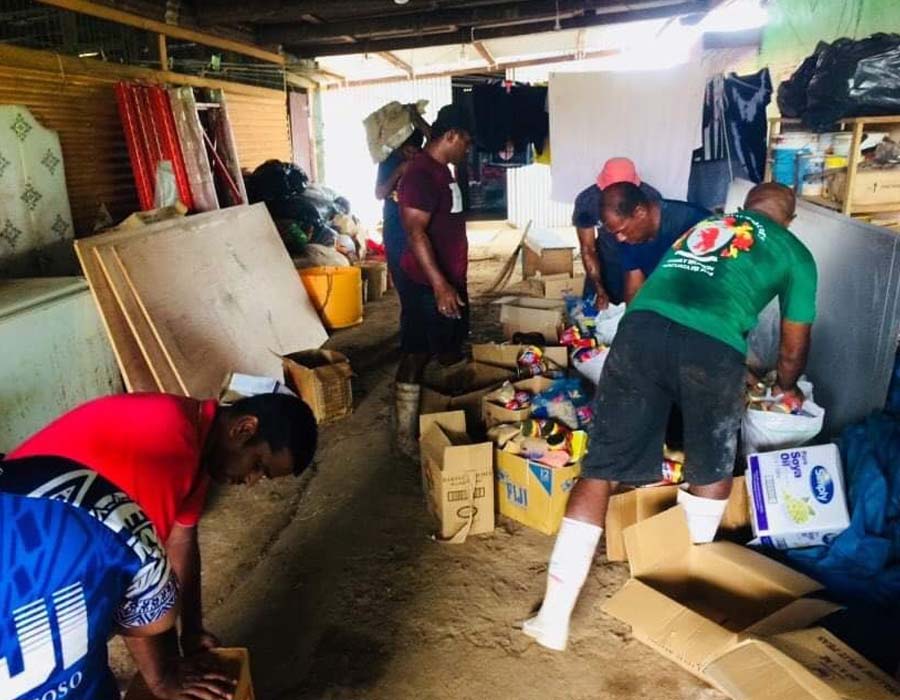 Anglican Diocese of Polynesia volunteers preparing to distribute building materials to those most affected by Cyclone Yasa last December. © Anglican Diocese of Polynesia.