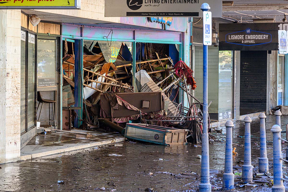 Outside a shop in Lismore after the flood damage in Eastern Australia - © Jaydon Daly. Images used with permission.