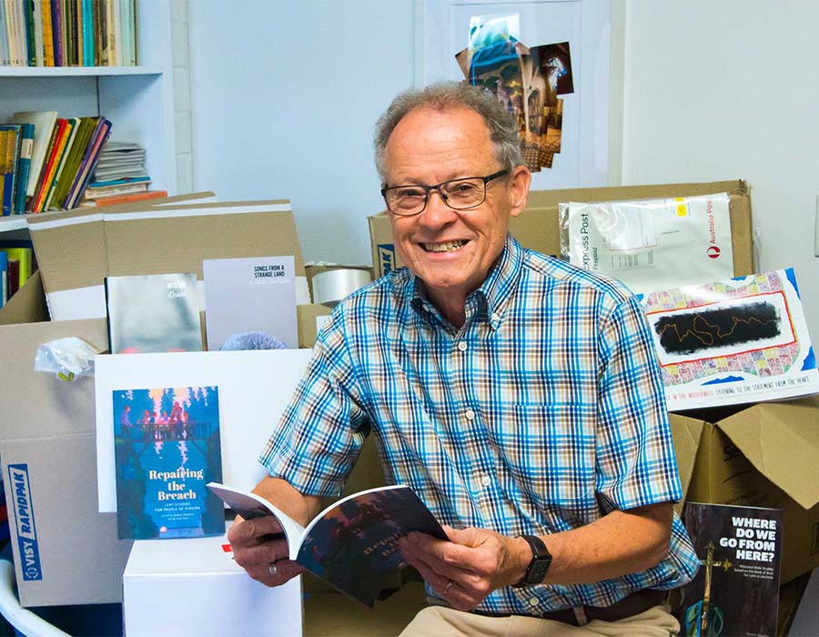 Neil Thomas despatching some of the 2,500 ABM 2022 Lent Study books from the parish office (c) Holy Trinity, Belair