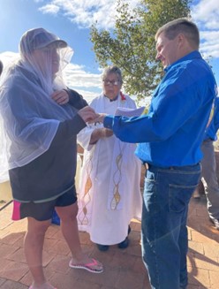 Gloria officiated at baptisms and a surprise wedding at a property near Cobar. © Gloria Shipp. Used with permission.