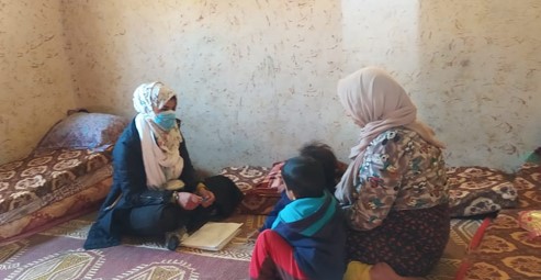 Women receive nutrition training in their homes from the community mobilisers.