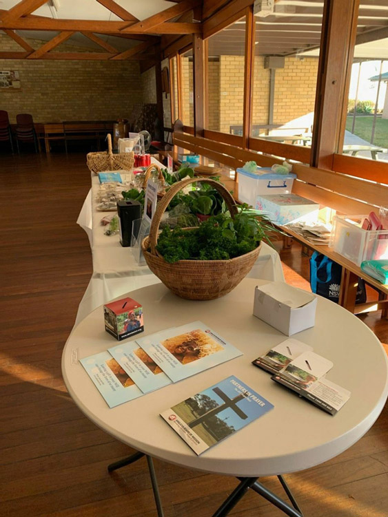 Fresh and baked goods on sale at Wauchope Parish. © Janice Peate. Used with permission.