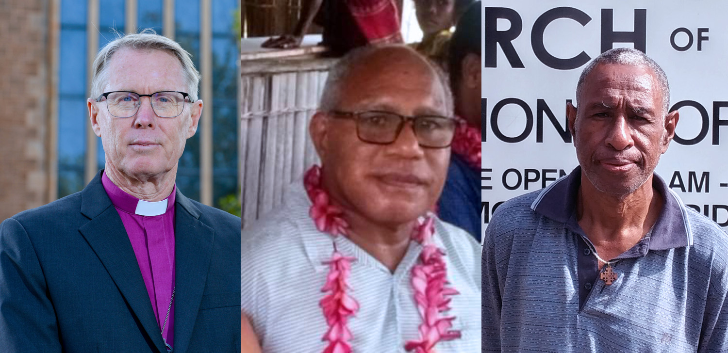 Images (left to right) - Archbishop Geoff Smith, Dennis Kabekabe, Fr Peter Moi.