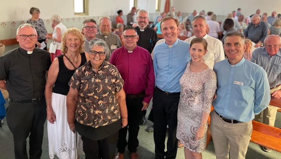 The Rev’d James Daymond (on Bishop’s left) was commissioned as the new priest at Cobar Anglican Church in February this year. © The Rev’d Gloria Shipp. Used with permission.