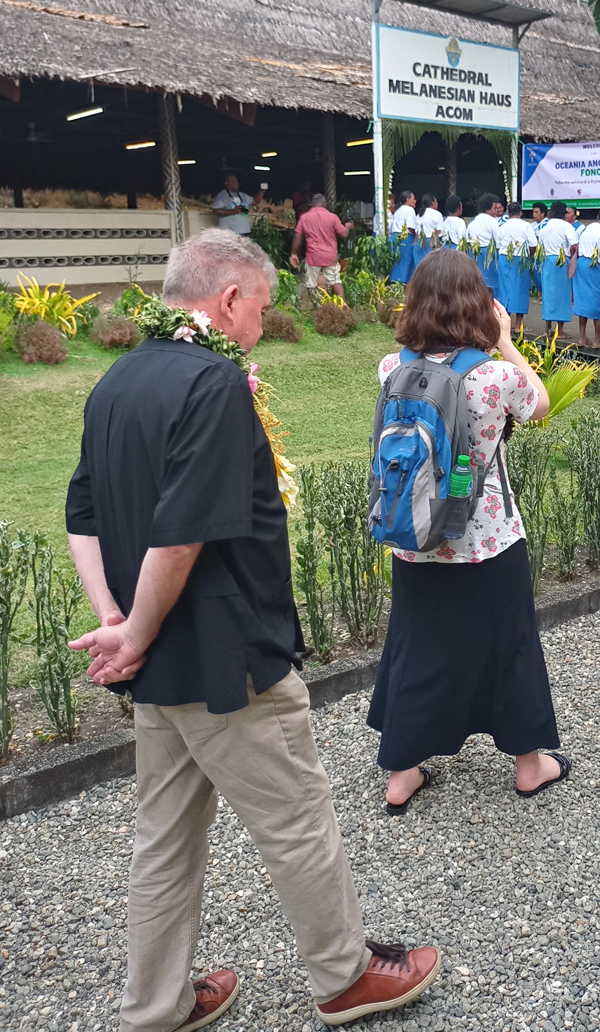 ABM and AID Executive Director, Rev’d Dr John Deane, attends a welcome ceremony for Anglican Primates in Honiara.” © Terry Russell, AID.