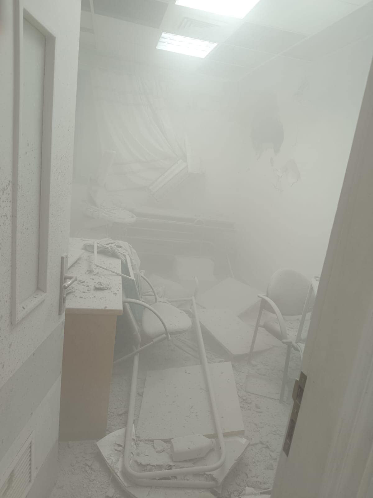 One of the rooms inside the Al-Ahli hospital after the air strike. © Diocese of Jerusalem. Used with permission.
