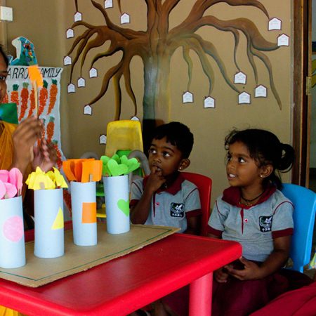 Mrs Thulasi loves teaching pre-school children in Sri Lanka © ABM/Stephen Daughtry.