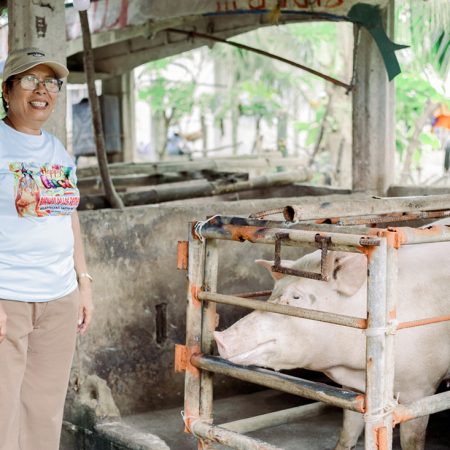 Using the low-exernal-input method of sustainable agriculture, Luz saved on commercial pigfeed © IFI-VIMROD. Used with permission.