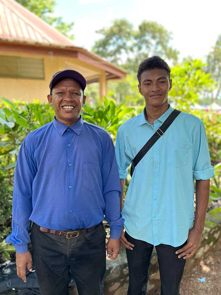 Port Moresby Adult Literacy Centre Graduation - Learners Morris and Gabriel, National Capital District CD November 2025. © ABM/ Kate Winney.
