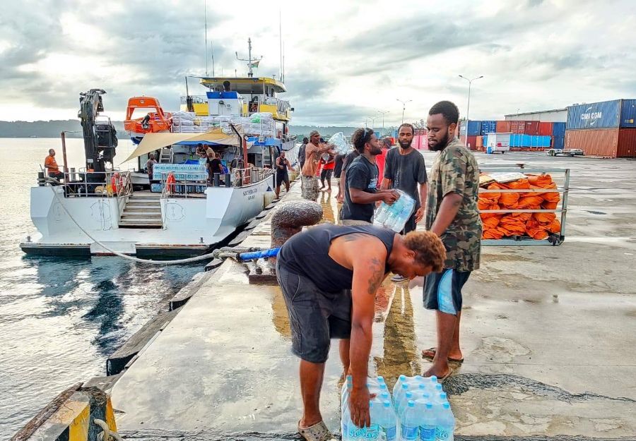 Emergency provisions were transported by the Southern Cross to people in need in Vanuatu after the Dec 2024 earthquake. © ACOM Vanuatu. Used with permission.
