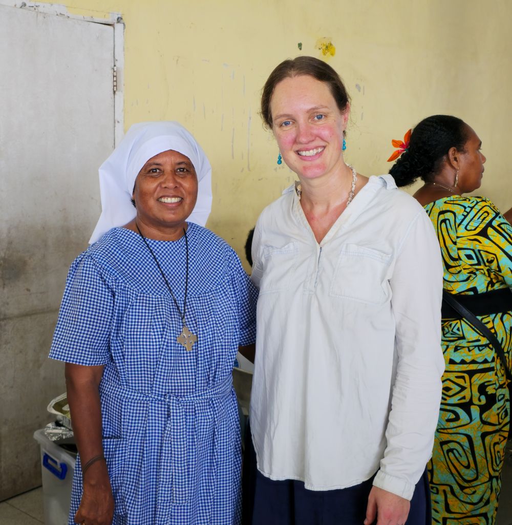 Sister Veronica Vasethe, Community of the Sisters of the Church, with AID Campaign Coordinator Isabel Robinson. June 2025, Honiara, Solomon Islands. © ABM/John Deane