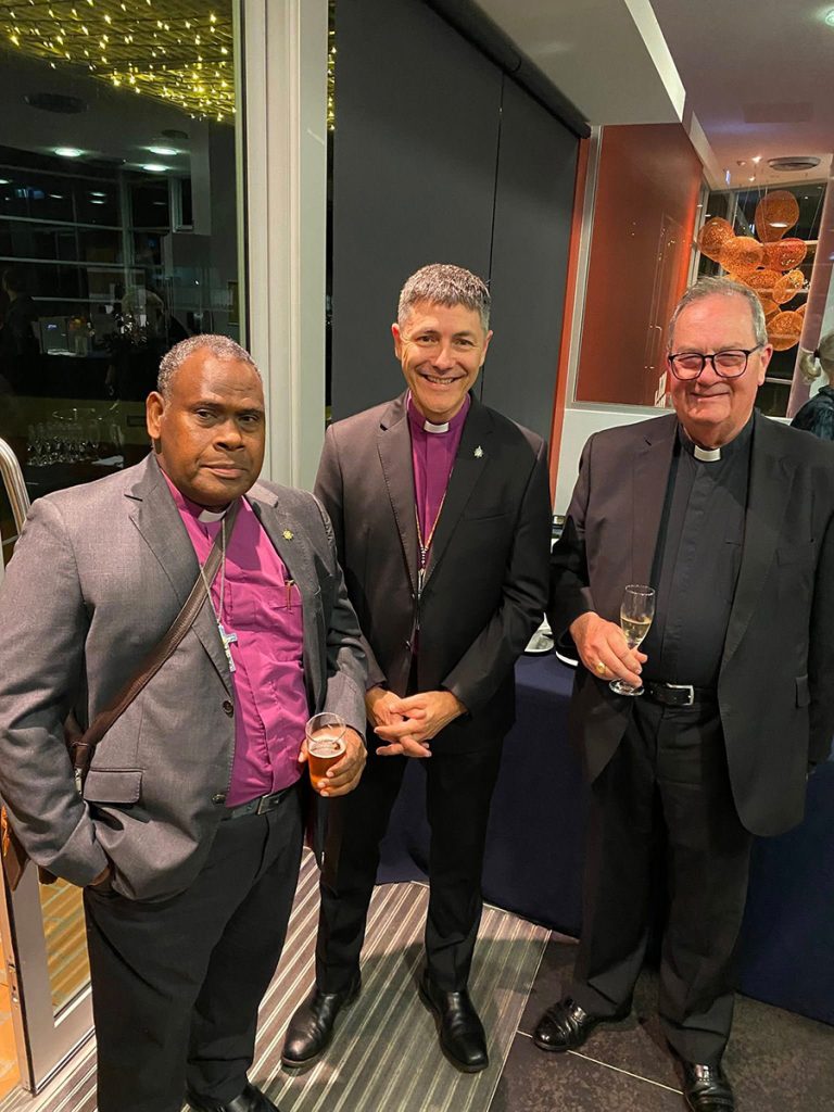 Archbishop Leonard (L), Archbishop Jeremy (centre) and Chair of ABM Board, Andrew Sempell (R) © St Clements on the Hill, used with permission.