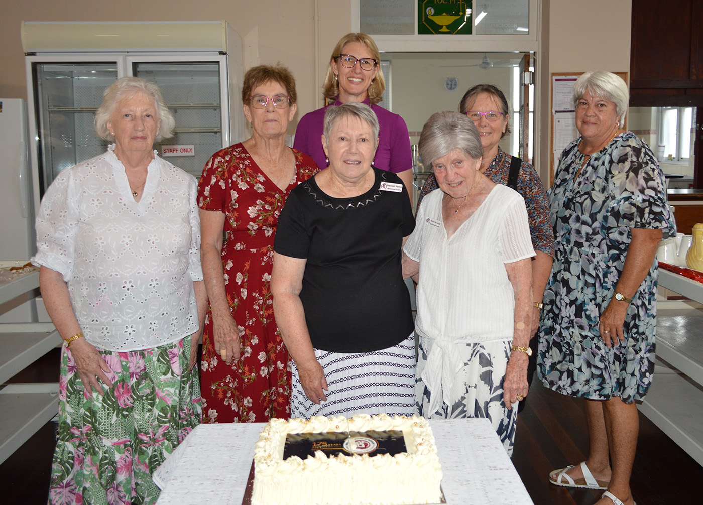 Maryborough Auxiliary members with Bishop Sarah Plowman and the Rev’d Sue Wilson: L-R (front) Maureen Warton and Robin de Lange (back) Pauline Nelson, Noela Thomson, Bishop Sarah Plowman, Rev’d Sue Wilson and Helen Grevell. © M Zackeresen. Used with permission.