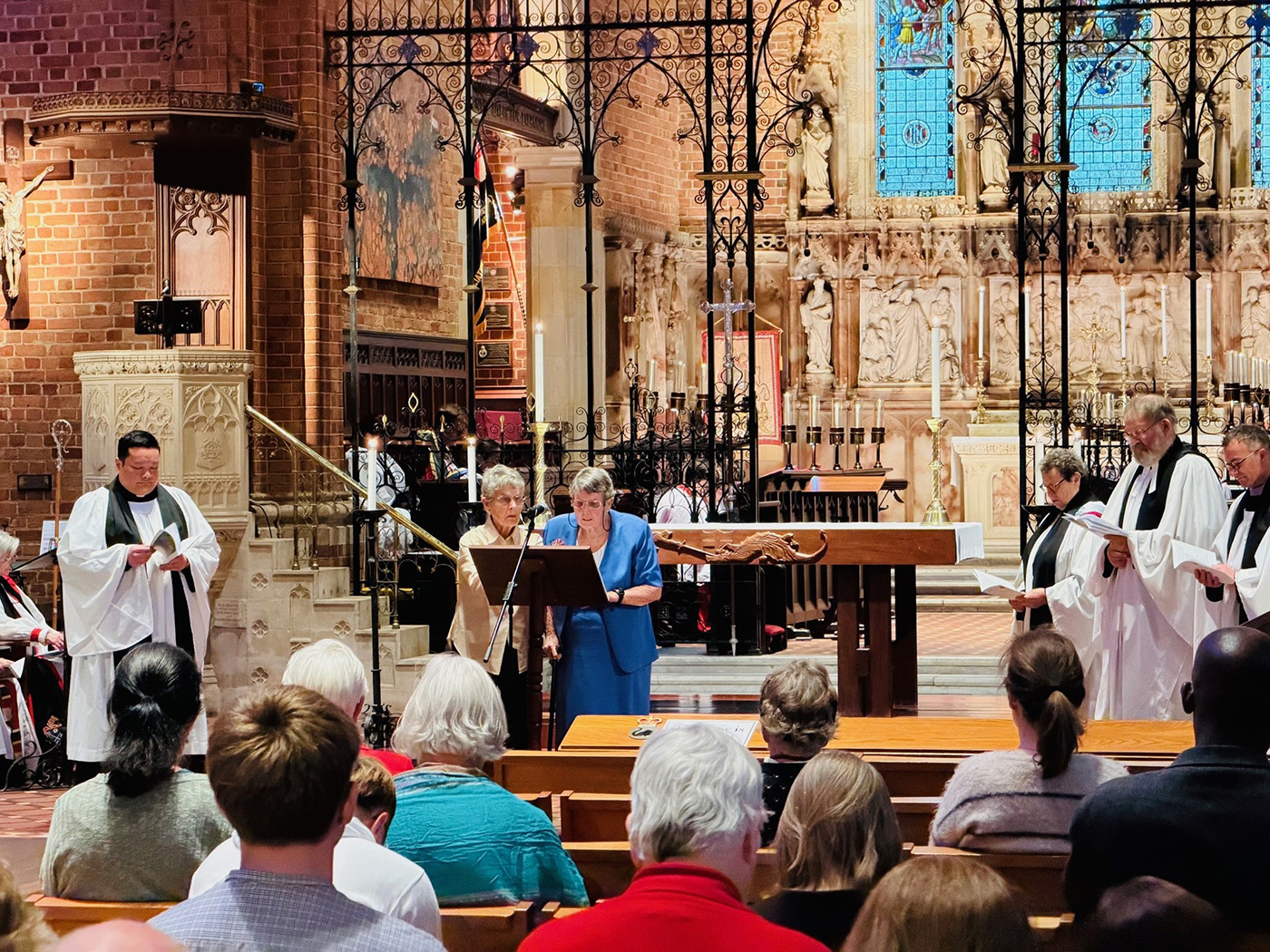 Former ABM missionary and Board member, Judith Cottier AM, reading a lesson at St George’s Cathedral during the Evensong commemorating ABM’s 175th anniversary. © Diocese of Perth. Used with permission.