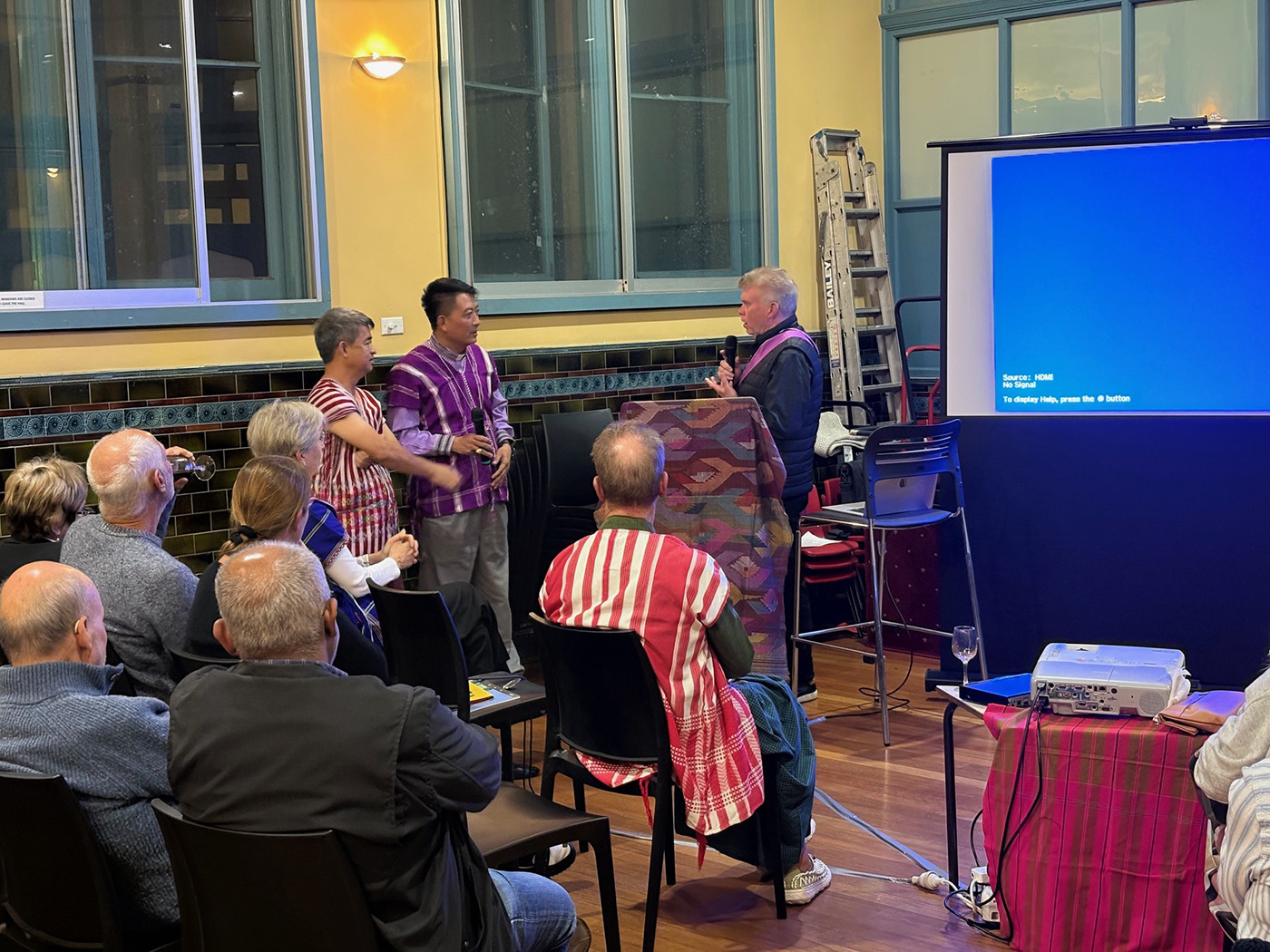 The Rev’d Dr John Deane thanking the Rt Rev’d Shee Sho from Toungoo Diocese in Myanmar, and Saw Fabian, former staff member of the Church of the Province of Myanmar.