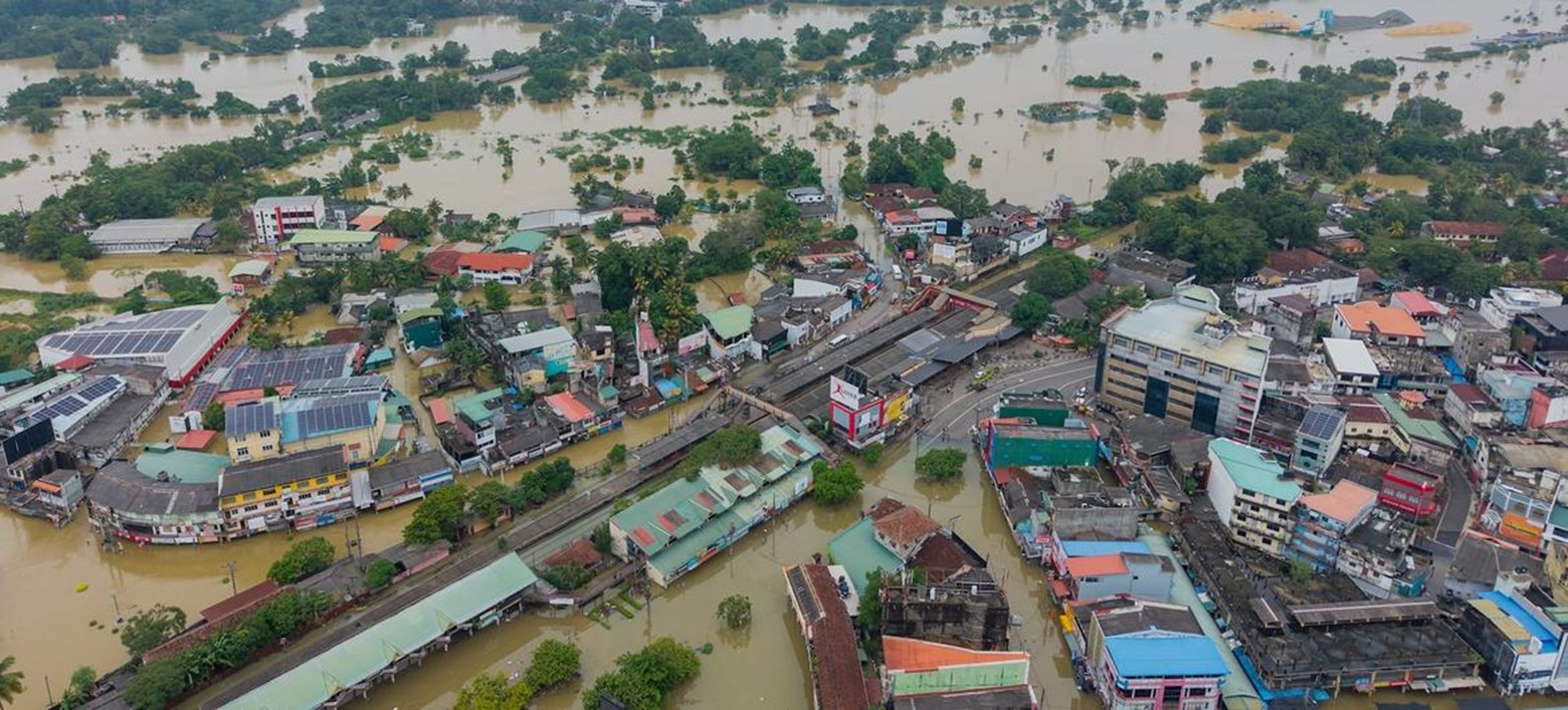 Aerial view of flooded Gampaha Town, north-east of Colombo © Church of Ceylon