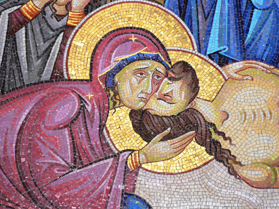 Mosaic at the Stone of Anointing, Church of the Holy Sepulchre, Jerusalem © Stephen Daughtry, ABM.