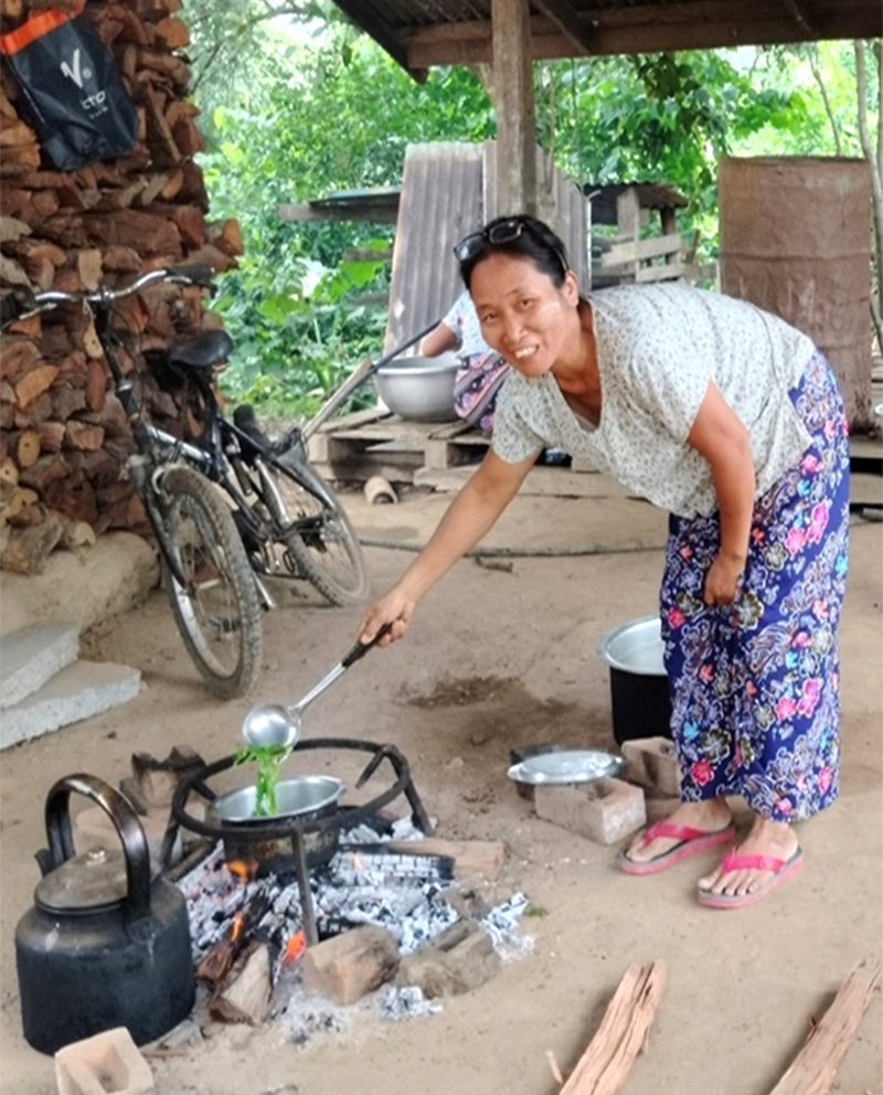 Daw Hoi Kho Lan is happy that her village now has clean, unpolluted water. “The villagers contributed labour. ABM supported us to purchase water pump motors, and complete construction. As a result, there is now an adequate supply of clean water,” she explains. © CPM. Used with permission.